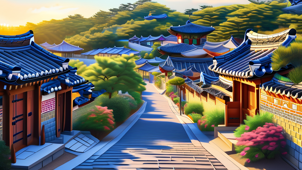 아름다운 건축의 미학: 전동성당과 오목대 (realistic 스타일)