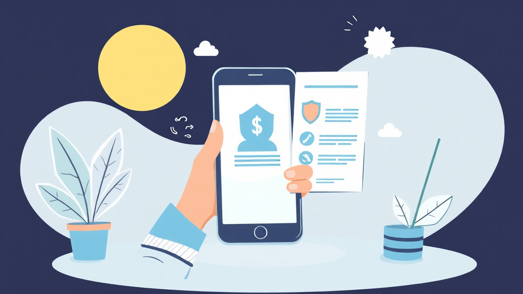 스마트폰 보험 앱 또는 '내 보험 다보여' 사이트를 통해 실손보험 가입 정보를 조회하는 디지털 기기 이미지