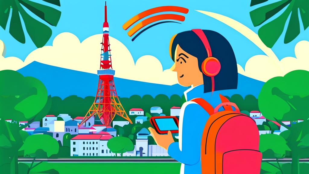 데이터 걱정 끝! 일본 와이파이 연결 앱 활용법 (cartoon 스타일)