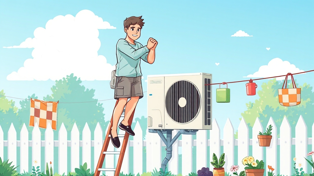 실외기 위치, 냉방 효율 좌우 (cartoon 스타일)