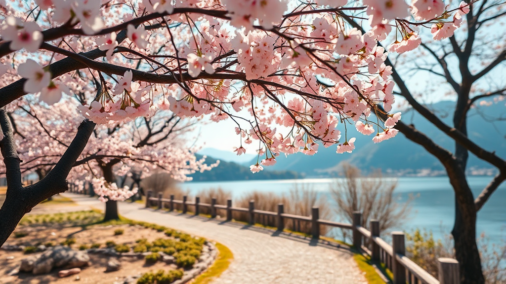 지방 벚꽃 명소: 숨겨진 보석 찾기 (realistic 스타일)