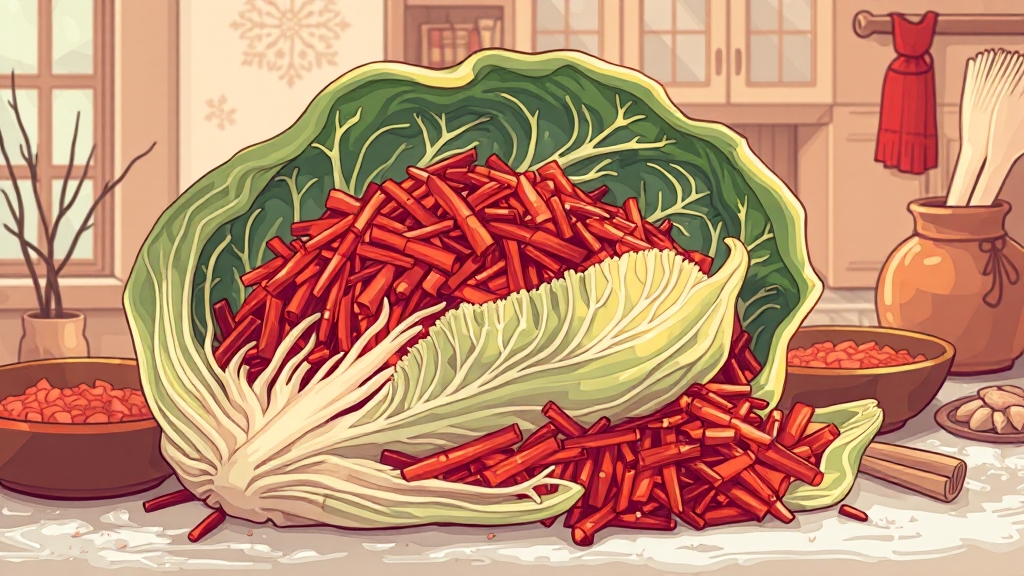 김장 양념 버무리기 팁 (illustration 스타일)