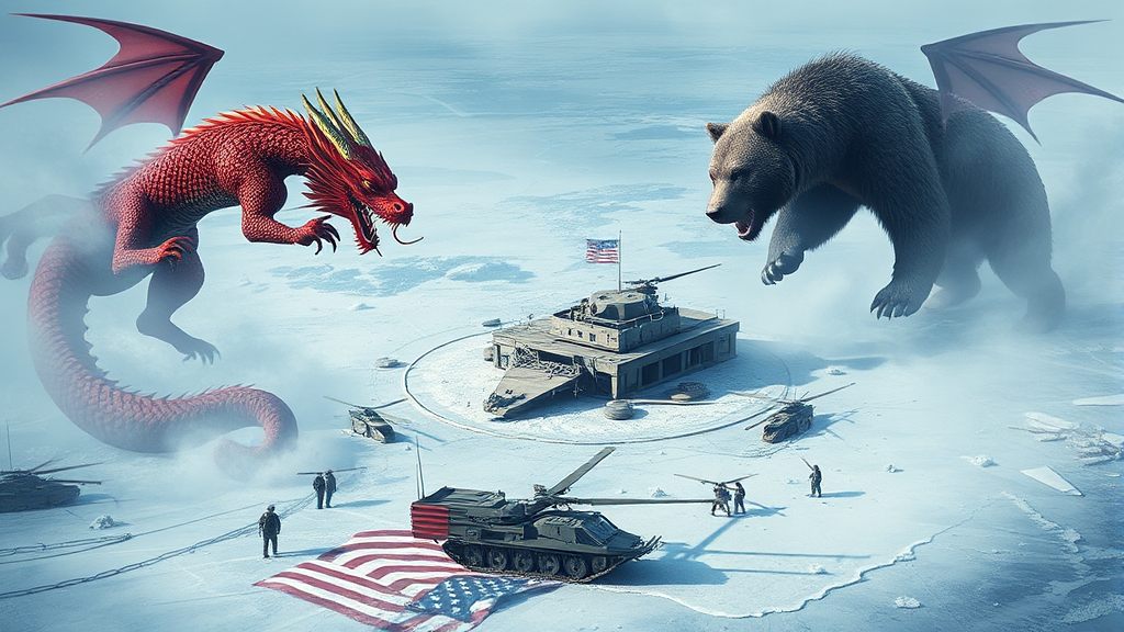 중국과 러시아의 영향력 확대 (realistic 스타일)