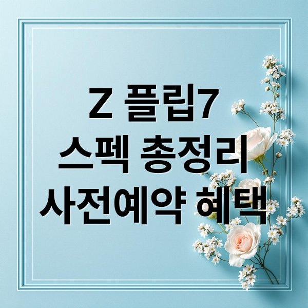 Z 플립7
스펙 총정리
사전예약 혜택 (갤럭시 z플립7 스펙)