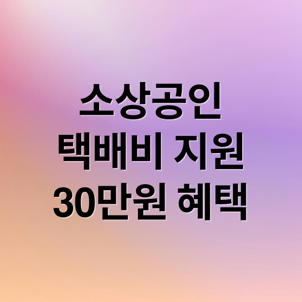 소상공인
택배비 지원
30만원 혜택 (소상공인 택배비 지원사업)