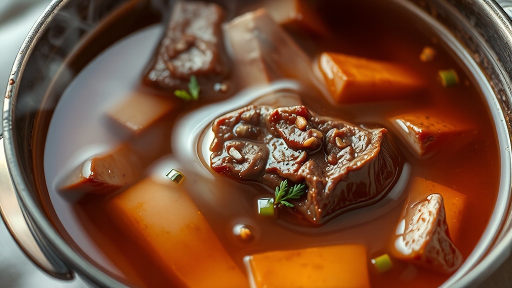 소고기 육수, 깊은 맛의 비결! (realistic 스타일)