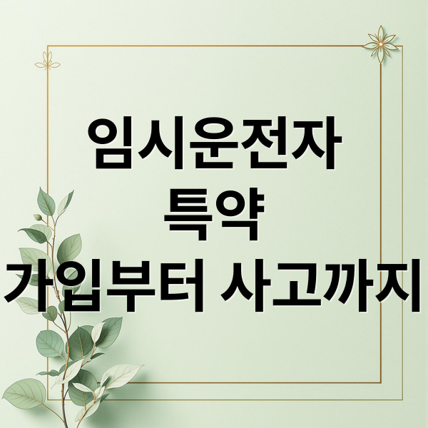 임시운전자
특약
가입부터 사고까지 (임시운전자 특약 가입 방법)