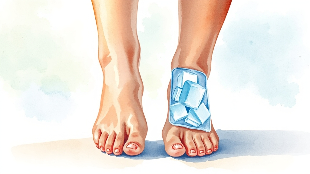 족저근막염 보존적 치료 (watercolor 스타일)