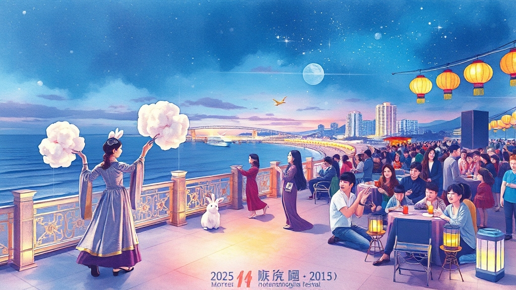 축제와 함께 부산 여행 (watercolor 스타일) (재시도)