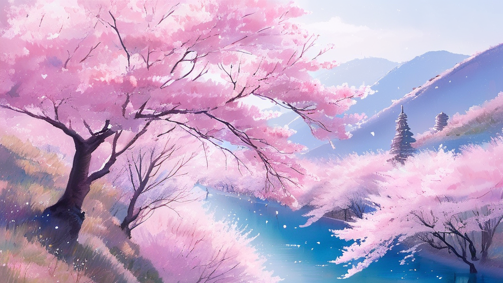 2026년 부산 벚꽃 개화 시기 예상 (watercolor 스타일)