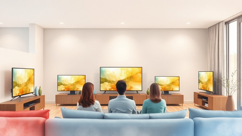 내게 맞는 TV/모니터 인치 선택 가이드: 시청 거리와 공간 고려 (watercolor 스타일)