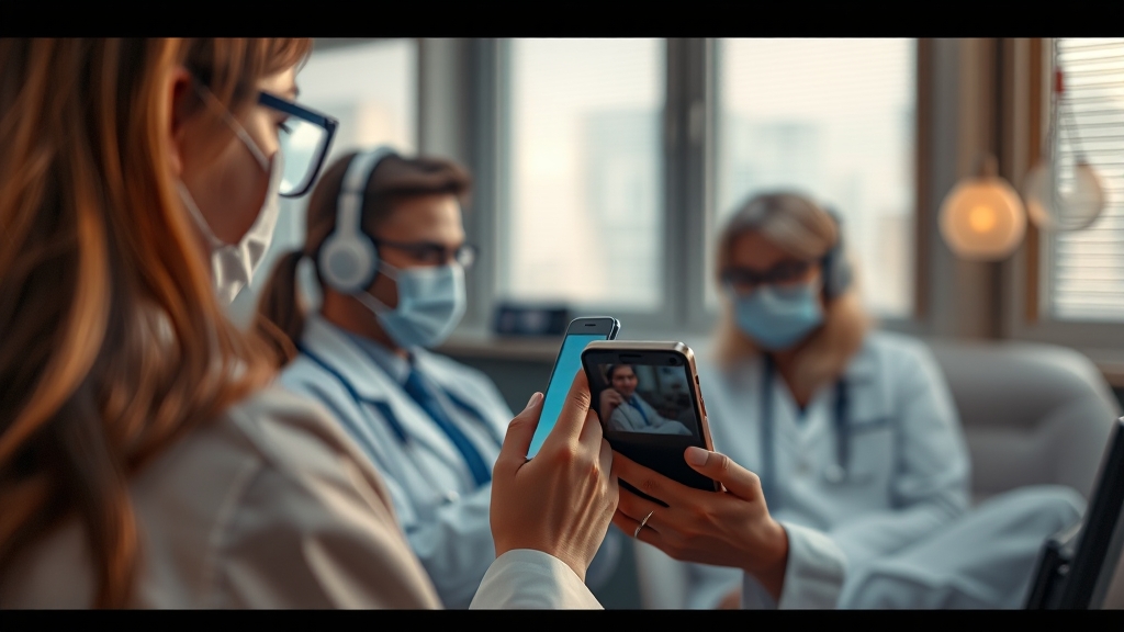 비대면 진료, 장점과 한계는? (realistic 스타일)