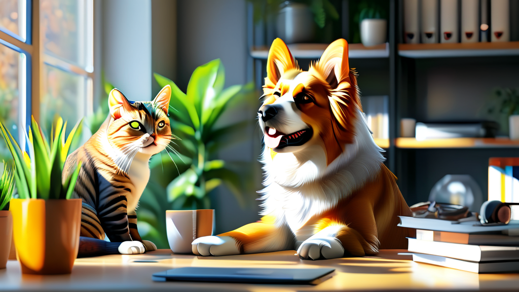 반려동물과 함께하는 회사 생활, 그 모든 것 (realistic 스타일)