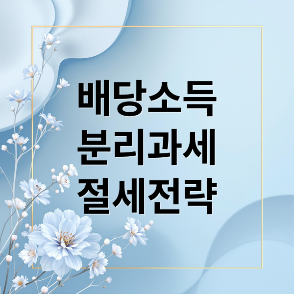 배당소득
분리과세
절세전략 (배당소득 분리과세 투자 방법)