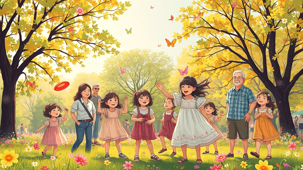 가족과 함께 즐기기 좋은 축제 (illustration 스타일)
