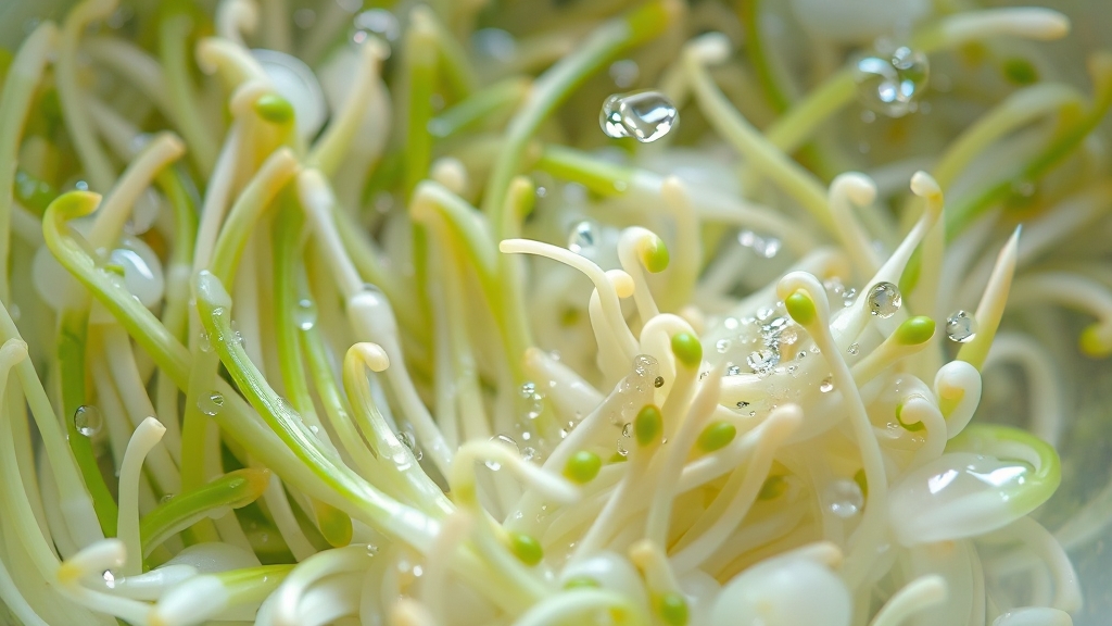 숙주나물 손질 및 세척 (realistic 스타일)