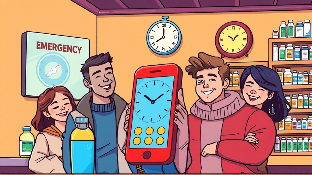 휴일 약국 방문 전, 이것만은 꼭 확인하세요! (cartoon 스타일) (재시도)