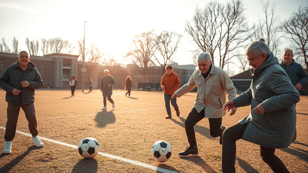 지역 공동체 참여, 행복한 노후의 열쇠 (realistic 스타일)