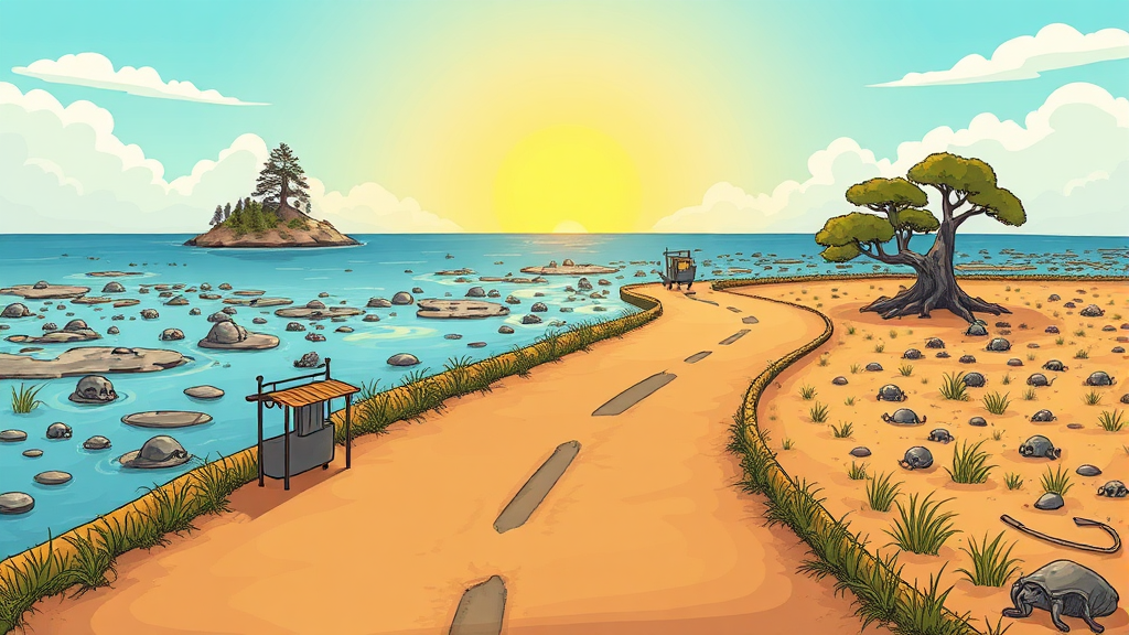 쥐똥섬 바닷길 체험 (cartoon 스타일)