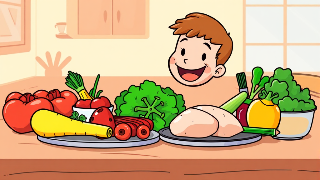 단백질 식단의 장단점 (cartoon 스타일)