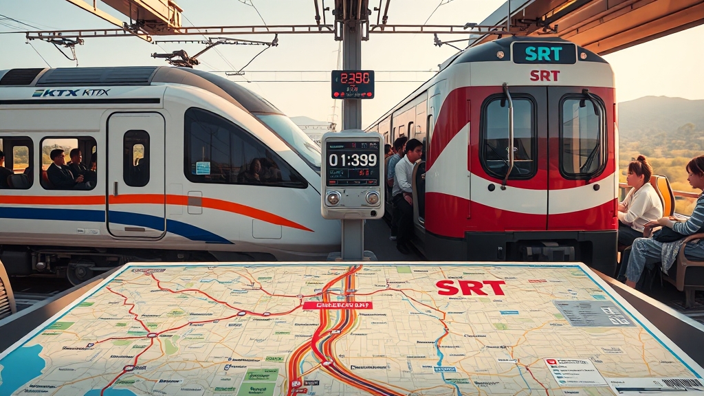 KTX/SRT 노선 비교 (realistic 스타일)
