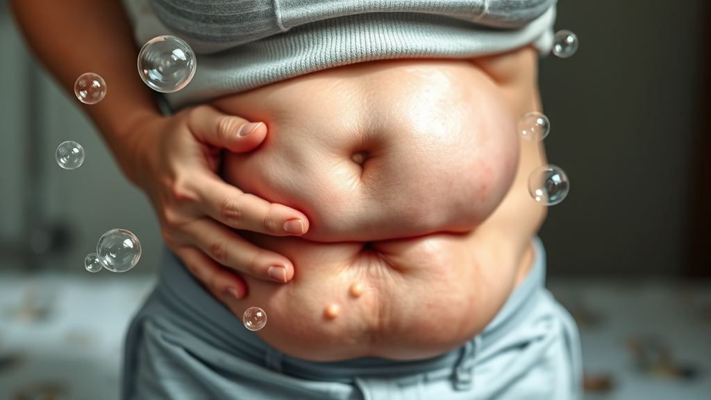 복부 팽만, 왜 생기는 걸까요? (realistic 스타일)