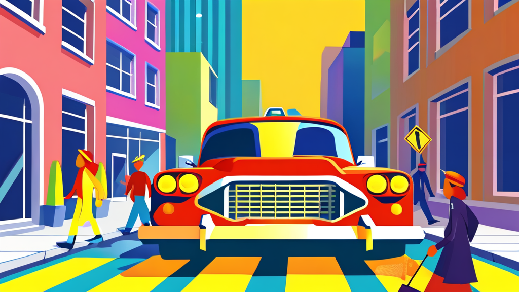 집중 단속, 왜 강화되었나? 우회전 사고 현황과 예방 (cartoon 스타일)