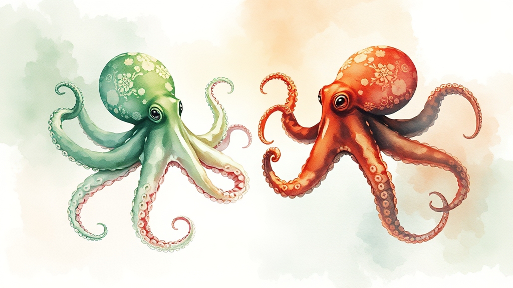 낙지와 쭈꾸미의 차이점 (watercolor 스타일)