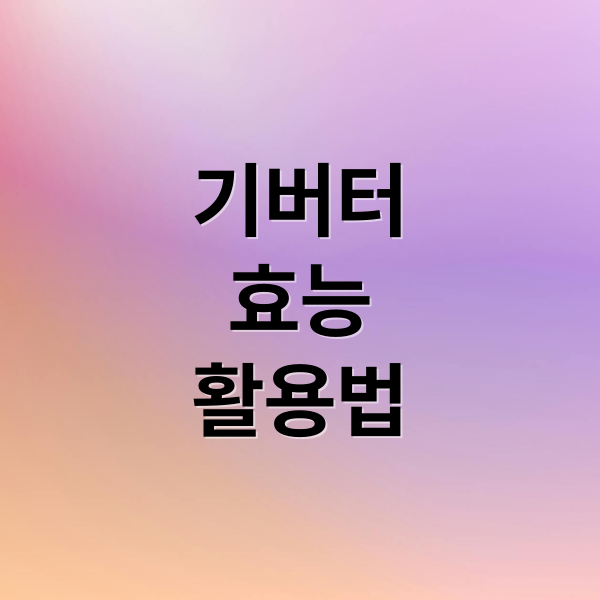 기버터
효능
활용법 (기버터 효능)