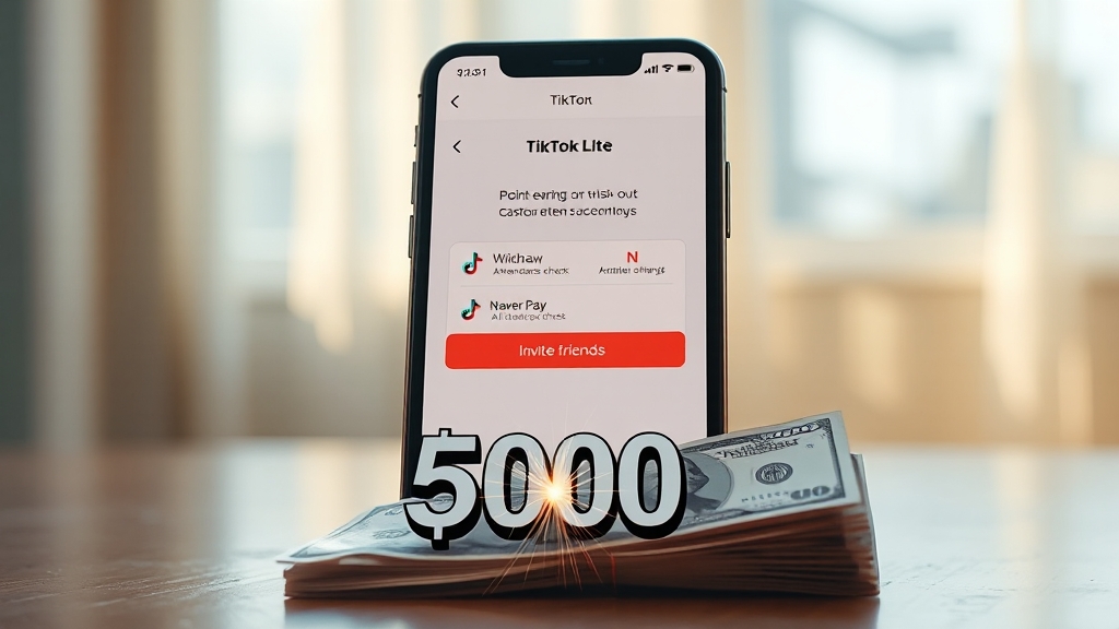 틱톡 라이트 포인트 적립 & 출금 (realistic 스타일)