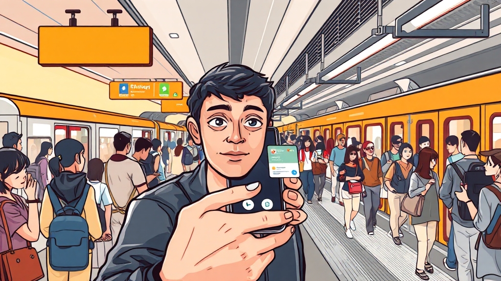 애플페이 티머니: 익스프레스 모드 및 추가 기능 (cartoon 스타일)