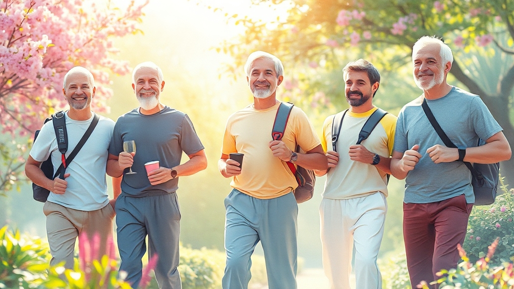 나이대별 건강 관리 (watercolor 스타일)