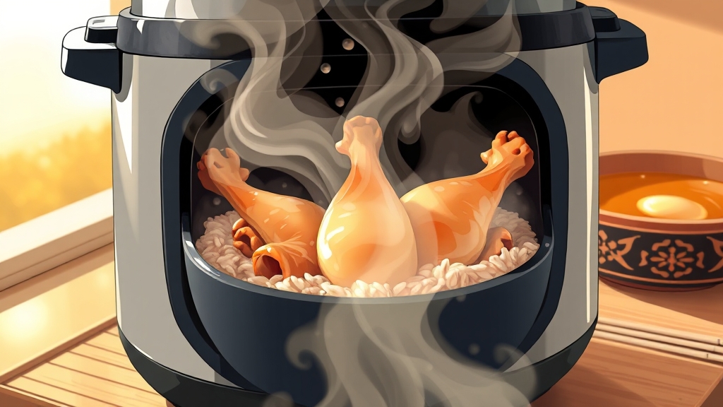 압력솥으로 간편하게! 초복 닭다리죽 레시피 (illustration 스타일)