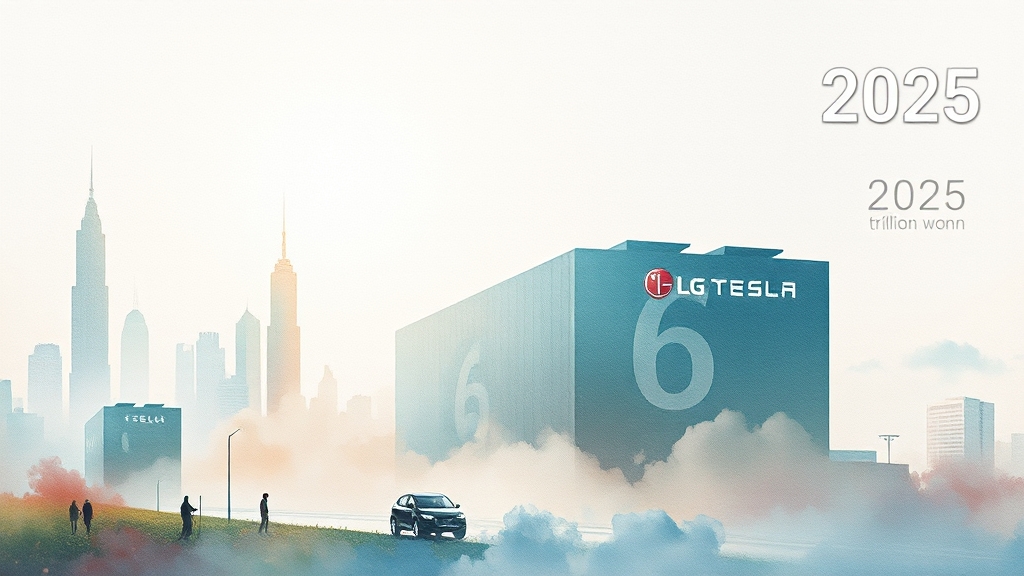 LG엔솔, 테슬라 LFP 배터리 수주: ESS 시장 주도권 확보 전략(25년 최신) 4 테슬라 협력 관계 (watercolor 스타일)