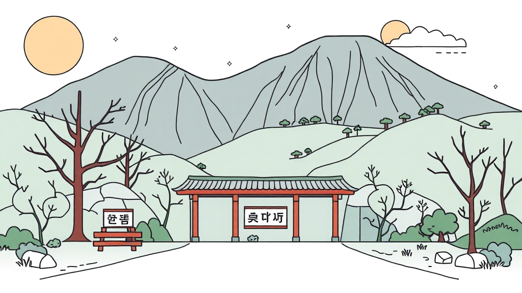 한라산 국립공원 이용 정보: 입장, 주차, 편의시설 (illustration 스타일) (재시도)