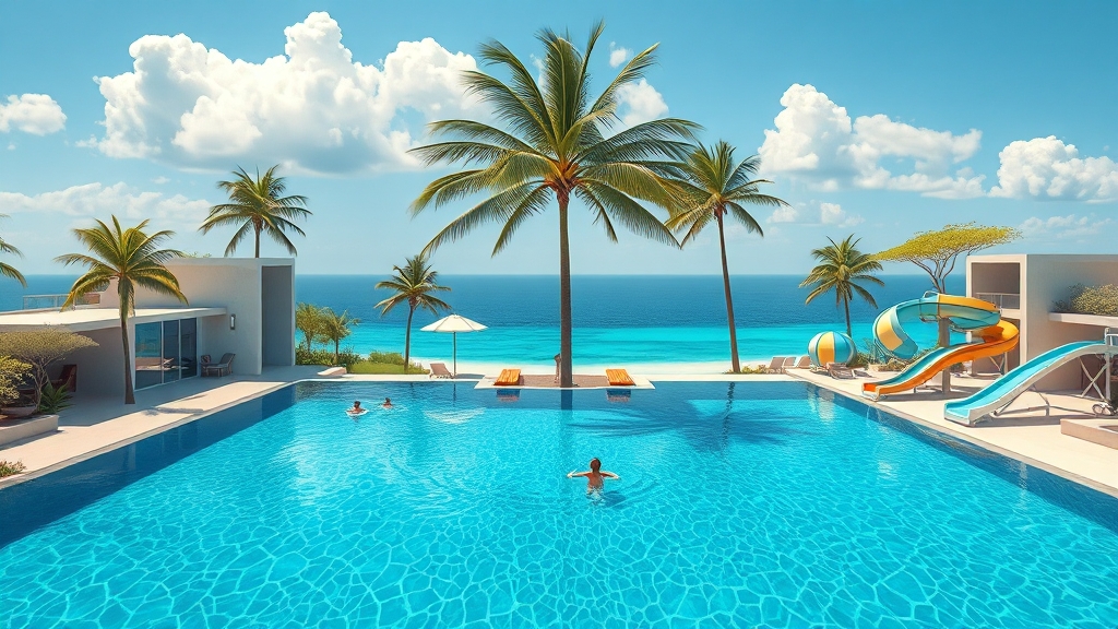 풀빌라 vs 워터파크: 장단점 비교 (illustration 스타일)