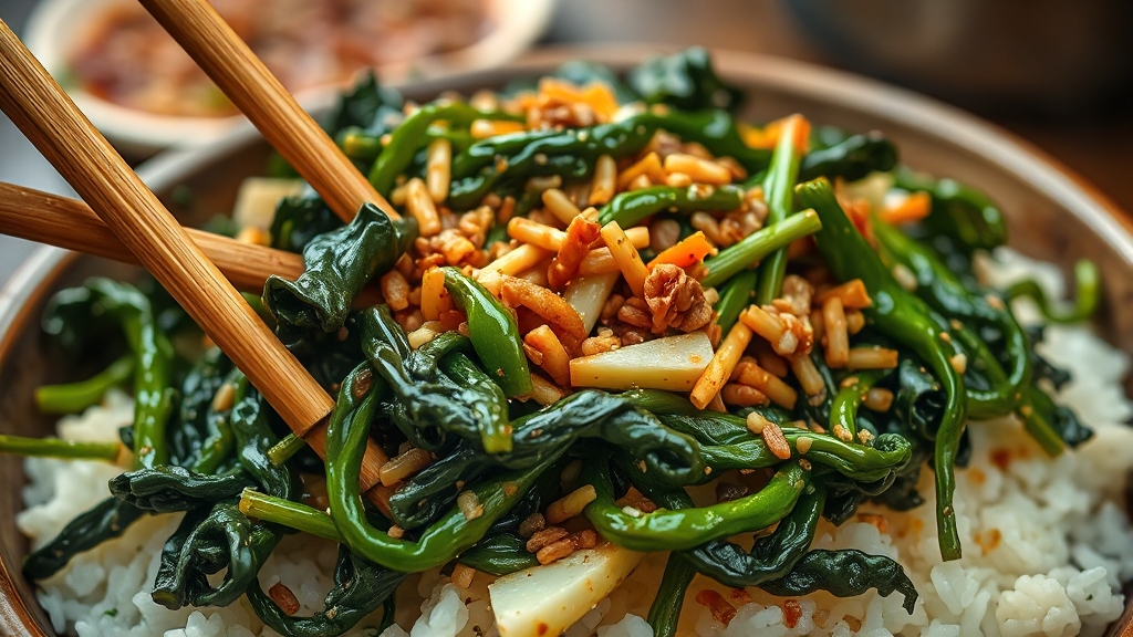 숙주나물 무침 소개 (realistic 스타일)