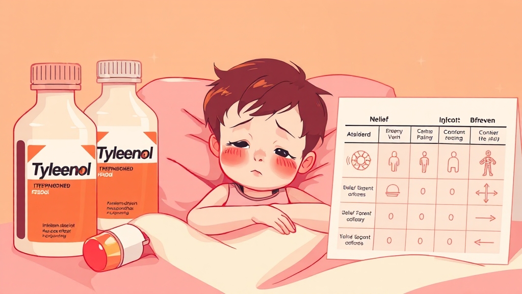 해열제 성분별 특징: 아세트아미노펜 vs 이부프로펜 (illustration 스타일)