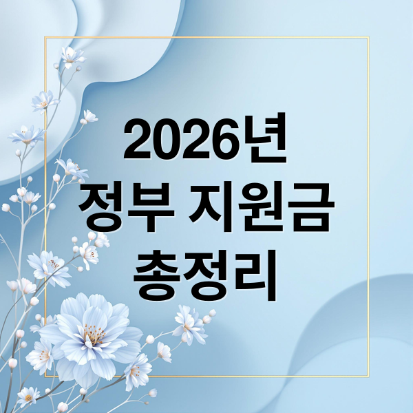 2026년
정부 지원금
총정리 (2026 정부지원금 총정리, 지금 신청 안 하면 놓치는 혜택 이렇게 많습니다)