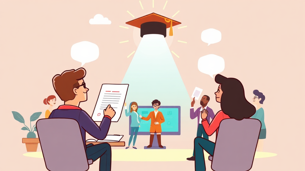 온라인 교육기관 선택 기준 (cartoon 스타일)