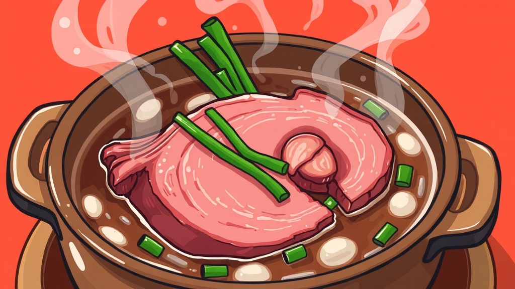 수육 맛있게 삶는 법 (cartoon 스타일)