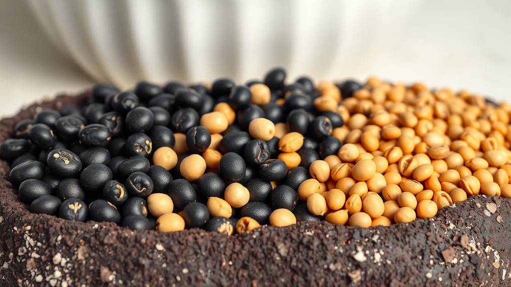 콩 종류별 GI/GL 수치 비교 (realistic 스타일)