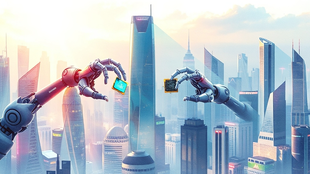 국내외 기업 경쟁 현황 (watercolor 스타일)