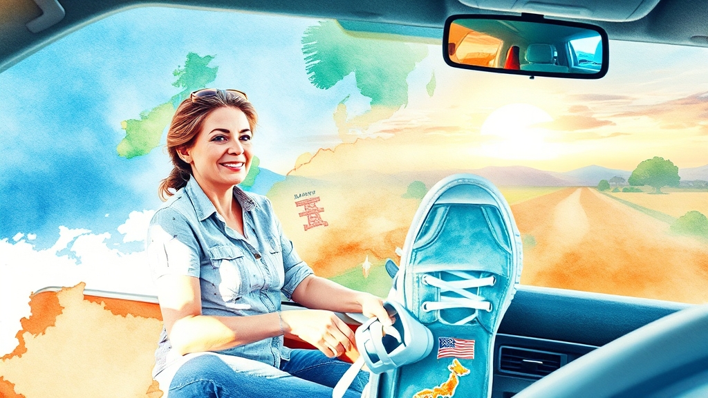 해외 운전 시 유의사항 (watercolor 스타일)