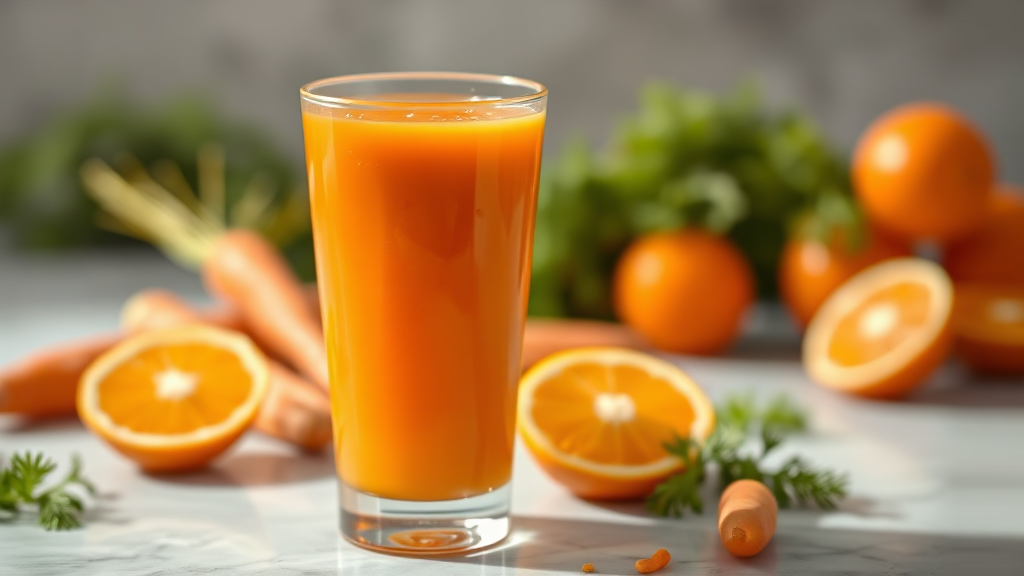 주스용 당근 효능 (realistic 스타일)