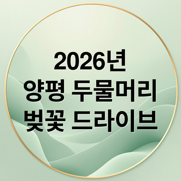 2026년
양평 두물머리
벚꽃 드라이브 (2026 양평 두물머리 드라이브 코스 5가지)