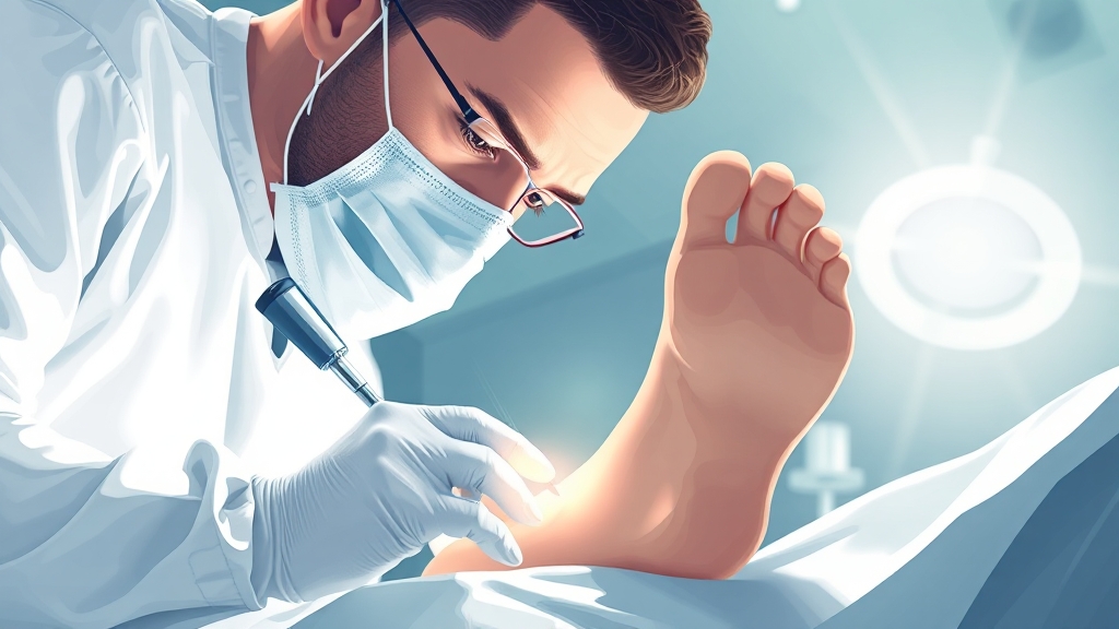 족저근막염 수술적 치료 (illustration 스타일)