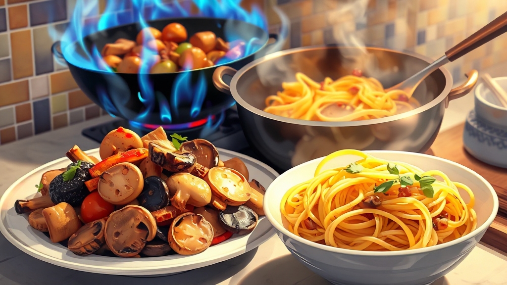 만가닥버섯, 맛있게 요리하는 법 (illustration 스타일)