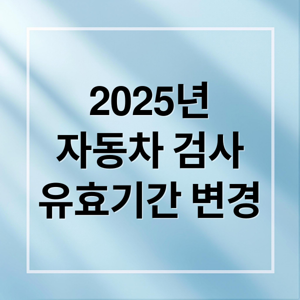 2025년
자동차 검사
유효기간 변경 (자동차 검사 기간 확인)