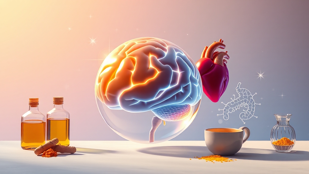 커큐민 효능: 염증 완화, 건강 개선 (realistic 스타일)